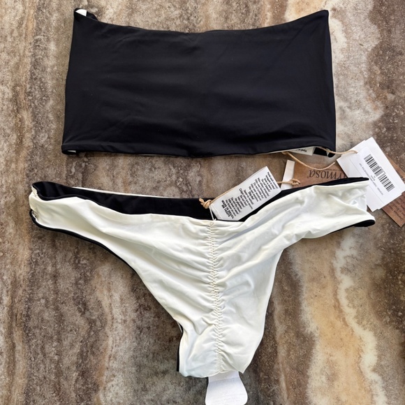 NWT- Charmosa Crocheted Tiger Eyes 2 Piece Brazilian Bikini Bandeaux Top - Picture 6 of 6